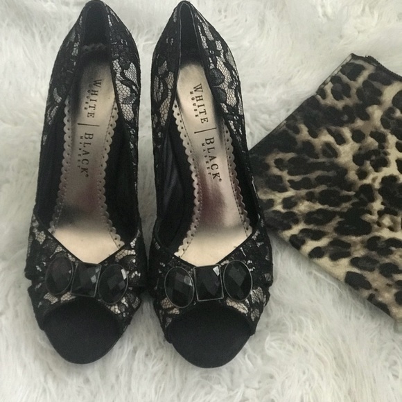 Shoes - White House Black Market Lace print heels
